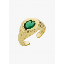 Mya Bay - Gehämmerter ring aus vergoldetem messing mit stein - Einheitsgröße - Golden