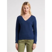 Sud Express - Rechte trui met v-hals wolblend - 2 Maat - Blauw