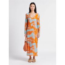 Samsoe Samsoe - Lange jurk met ronde hals en print - M Maat - Oranje