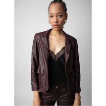 Zadig&voltaire - Leren jasje met opstaande kraag en kreukeleffect - 38 Maat - Bruin