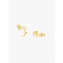 Bangle Up - Kleine creolen van verguld messing - Een Maat - Wit