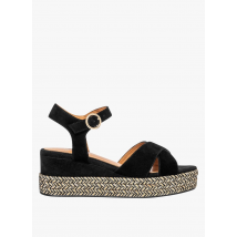 Bocage - Sandales compensées en cuir - Taille 40 - Noir