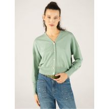 Acote - Ruimvallend vest met v-hals katoenblend - 3 Maat - Groen