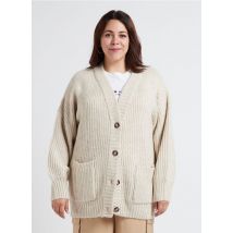 Gina Tricot - Cardigan oversize Col V boutonné - Taille M - Beige