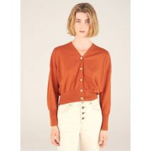 Acote - Ruimvallend vest met v-hals katoenblend - 0 Maat - Bruin