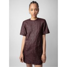 Zadig&voltaire - Korte - leren jurk met ronde hals en kreukeleffect - XS Maat - Bruin