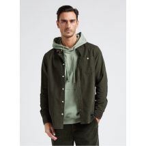 Knowledge Cotton Apparel - Blouse van katoenen corduroy met klassieke kraag - M Maat - Groen