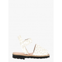 Minorquines - Leren sandalen met print - 34 Maat - Wit
