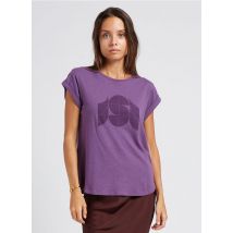 Soeur - Camiseta estampada de mezcla de algodón orgánico con cuello redondo - Talla 40 - Violeta