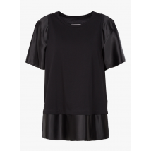 Mm6 Maison Margiela - Tee-shirt col rond avec empiècement en satin - Taille M - Noir