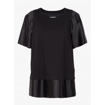 Mm6 Maison Margiela - T-shirt met ronde hals en satijnen detail - XS Maat - Zwart