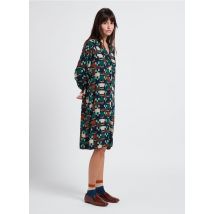 Nice Things - Halflange - rechte jurk met reverskraag met opdruk - 36 Maat - Blauw