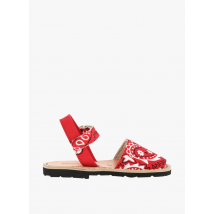 Minorquines - Sandalias planas de piel estampadas - Talla 24 - Rojo