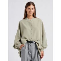 Rita Row - Lange - wijde blouse met maokraag - M/L Maat - Groen