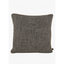 Harmony Haomy - Kissenbezug aus leinen mit vichy-karomuster - Größe 45x45 cm - Schwarz