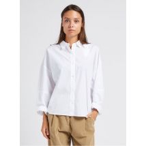 Pomandere - Ruimvallende - katoenen blouse met klassieke kraag - 42 Maat - Wit