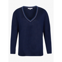 Gerard Darel - Tee-shirt Col V en lin - Taille 2 - Bleu