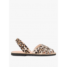 Minorquines - Platte - leren sandalen met print - 41 Maat - Bruin