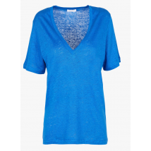 Kookai - Linnen t-shirt met v-hals - 2 Maat - Blauw