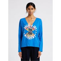 Leon & Harper - Recht t-shirt van biokatoen met v-hals - M Maat - Blauw