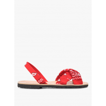 Minorquines - Sandalias planas de tela estampada - Talla 40 - Rojo