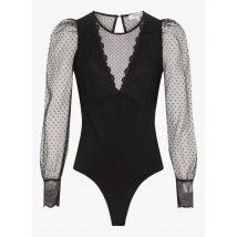 Morgan - Body de encaje con escote redondo - Talla XL - Negro