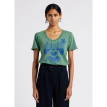 Leon & Harper - Camiseta de algodón serigrafiada con cuello redondo - Talla M - Verde