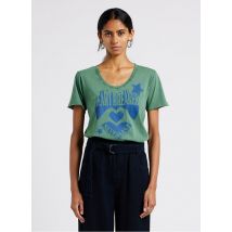 Leon & Harper - Camiseta de algodón serigrafiada con cuello redondo - Talla M - Verde