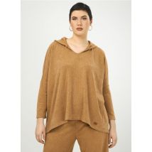 Mat Fashion - Jersey con capucha de canalé - Talla 48 - Marrón
