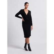 Iro - Halflange jurk met v-hals - L Maat - Zwart