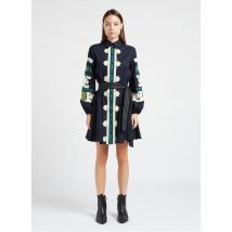 Stella Forest - Korte jurk met klassieke kraag en borduursel - 40 Maat - Blauw