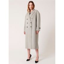 Zapa - Lange - oversized jas met reverskraag wolblend - 40 Maat - Grijs