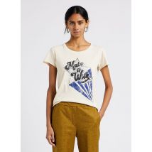 Leon & Harper - Rundhals-t-shirt aus bio-baumwolle mit siebdruck - Größe M - Beige