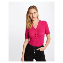 Morgan - Pull Col V manches courtes - Taille M - Rose