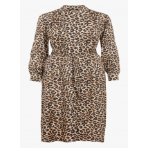 Hartford - Lange jurk met klassieke kraag en luipaardprint - 1 Maat - Wit