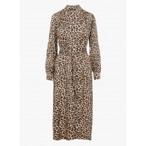 Hartford - Lange jurk met klassieke kraag en luipaardprint - 3 Maat - Wit