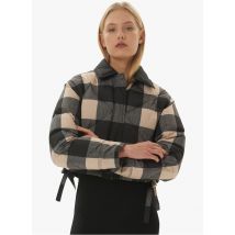 Tara Jarmon - Kort - geruit donsjack met klassieke kraag - 36 Maat - Zwart
