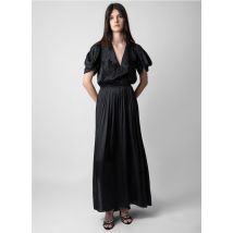 Zadig&voltaire - Lange - satijnachtige jurk met v-hals - S Maat - Zwart