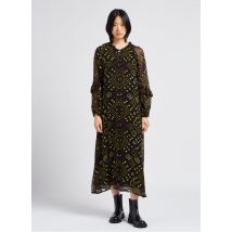 Maison Hotel - Lange jurk van mousseline met print - XS Maat - Zwart