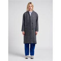 Chloe Stora - Halflange - geruite jas met v-hals - 40 Maat - Blauw