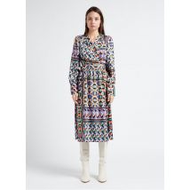 Suncoo - Vestido largo cruzado con cuello de pico y estampado - Talla 4 - Violeta