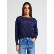 One Step - Tee-shirt col rond sérigraphié en coton - Taille XS - Bleu