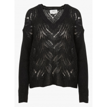 Sud Express - Pull Col V en maille ajourée - Taille S - Noir
