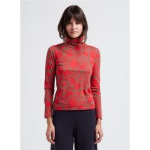 Nice Things - Camiseta de cuello vuelto estampada en mezcla de algodón - Talla M - Rojo