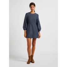 See U Soon - Korte jurk van tweedstof met ronde hals - 0 Maat - Blauw