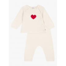 Petit Bateau - Conjunto de punto de lana y algodón - Talla 18M - Blanco