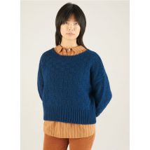 Acote - Ruimvallende trui met boothals - 2 Maat - Blauw