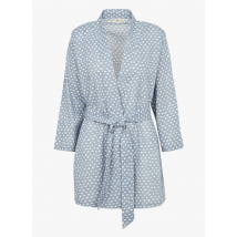 Germaine Des Pres - Katoenen rechte kimono met sjaalkraag en stippen - Een Maat - Blauw