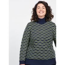 Persona By Marina Rinaldi - Pull col montant rayé - Taille XL - Bleu