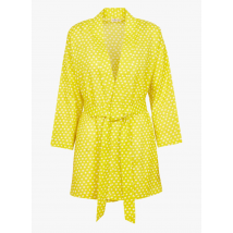 Germaine Des Pres - Kimono recto de algodón de lunares con cuello chal - Talla única - Amarillo
